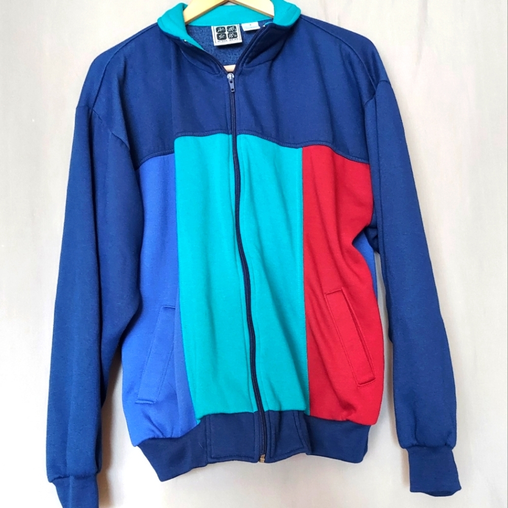 Vintage Color Block Sears Sweater Sweatshirt Medium Mens Retro